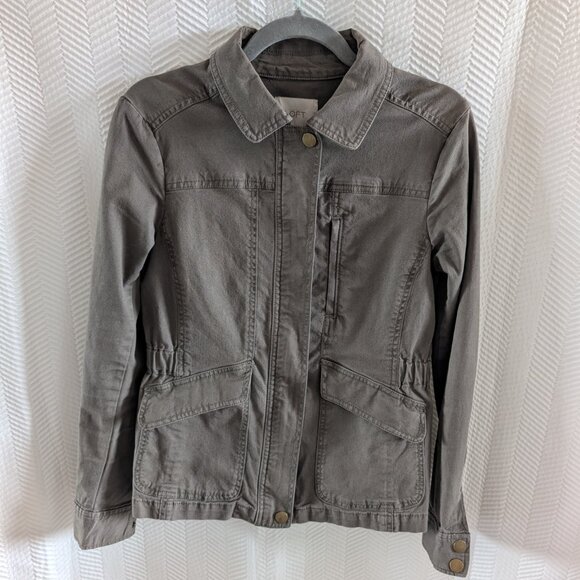 Ann Taylor LOFT Green Utility Zip Up Jacket Size Small Cotton Twill - Picture 12 of 15